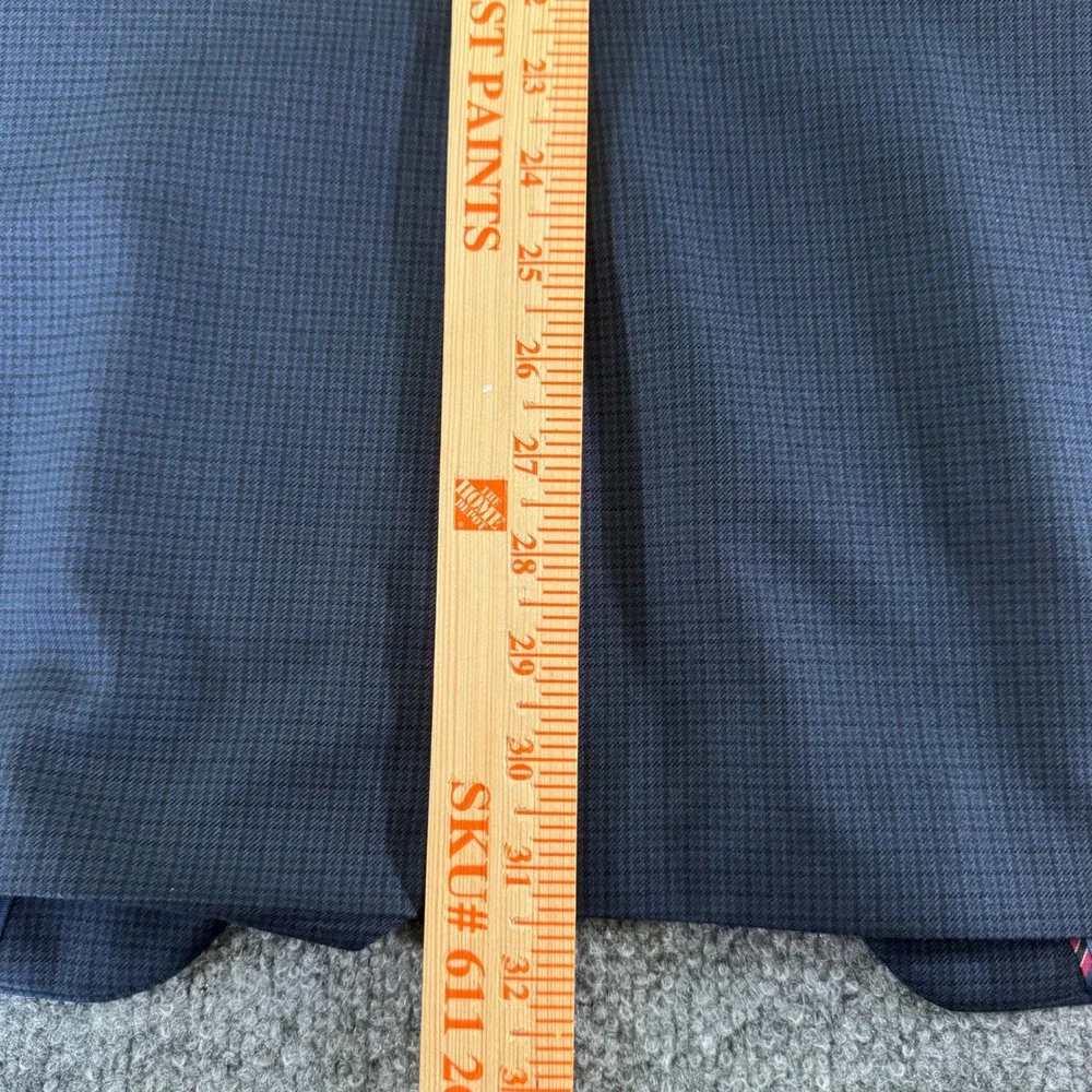 Chaps Blazer Jacket Mens 44L Sport Coat Poly Rayon Regular Fit Blue Micro Check